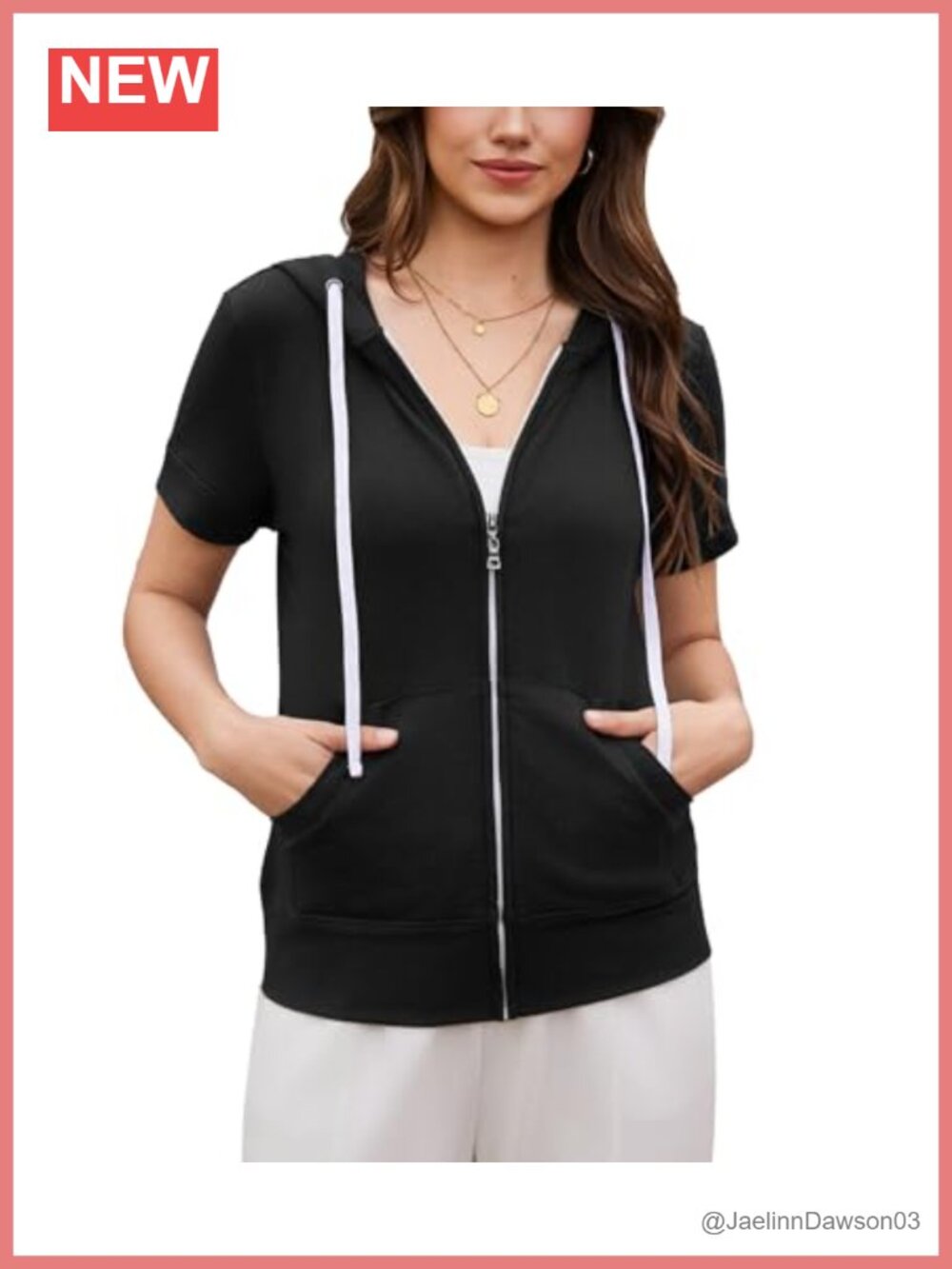 Miss Moly Women's Zip Up Hoodie Short Sleeve Lightweight Sweatshirt